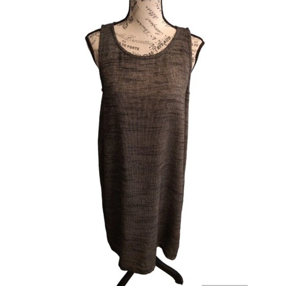 Eileen Fisher 100% silk  sleeveless  dress Gray Sp Beachy Boho Classic
